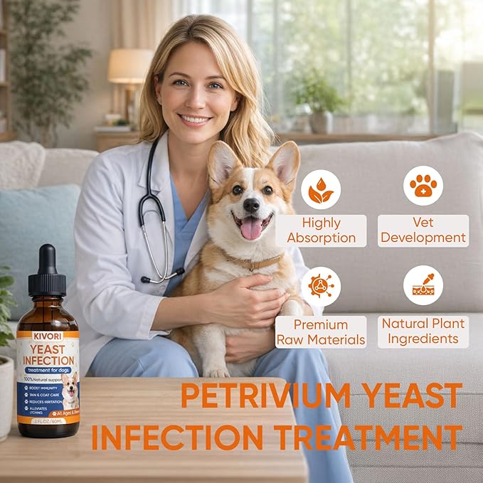 Yeast Infection Treatment for Dogs - Dog Ear, Paw & Skin Itch Relief, Improves Coat & Skin, Inflammation Relief - All Breeds & Sizes - 2 fl oz (60ml) (1)