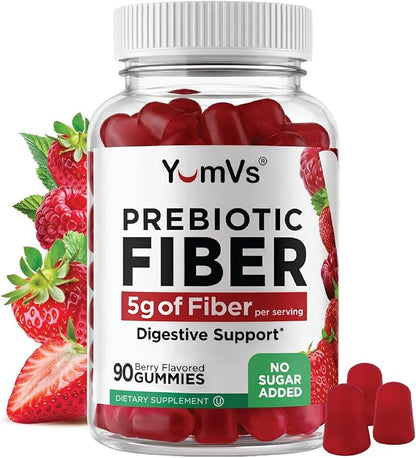 YUM-V'S - Prebiotic Fiber Gummies for Adults & Kids - 5g Digestive Aid Gummy Fiber Supplement - Keto Friendly Prebiotic Daily Fiber Supplement for Women & Men