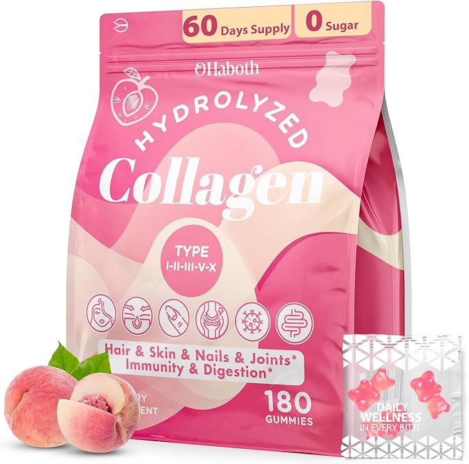 Collagen Gummies for Women, Hydrolyzed Collagen Peptides Type I, II, III, V, X, 0 Sugar - Collagen Gummies for Skin, Wrinkles, Hair, Nails, Digestive & Immune Health, 60 Days Supply