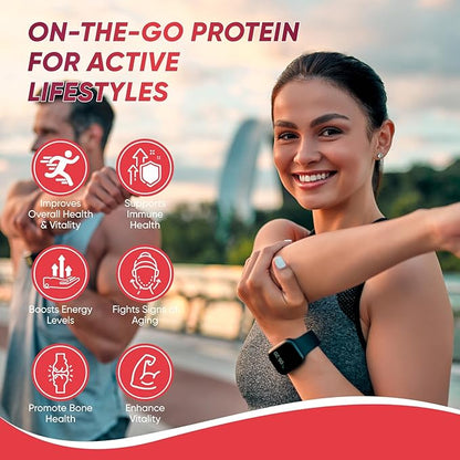 Protein Gummies, 144g Protein Per Bottle, Zero Sugar, Supports Daily Vitality, Low-Calorie, Guilt-Free, Strawberry Flavor, 60 Gummies