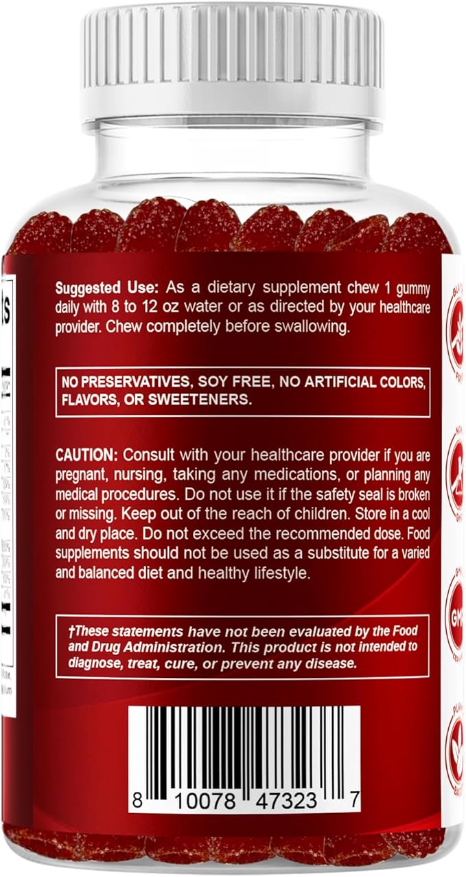 Vitamatic Vitamin B Complex Gummies with Vitamin C & Inositol - Natural Strawberry Flavor - 60 Gummies (2 Bottles)