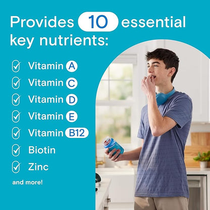 ONE A DAY Teen Boy’s Daily Essentials Multivitamin Gummies,Teen Boy Vitamins with Vitamin C,Vitamin D,Bone Health,Immune Health,Raspberry Natural Flavor,120 Gummies,(Pack of 2)
