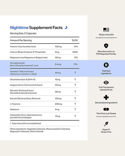 Stasis Day & Night Supplement Set for Men & Women with L Theanine, Ashwagandha, Magnesium, Melatonin & CoQ10, Energy & Focus Support Capsules, Vegan, 50 Servings, 25 Day & 25 Night, 1 Month Supply