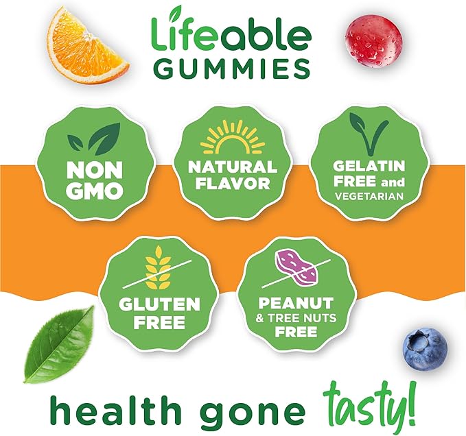 Lifeable Cranberry Gummies for Women | Great Tasting Cranberry Supplement | for Urinary Tract Health, Bladder & Kidney Support | Vegan and Non GMO Cranberries | 60 Count