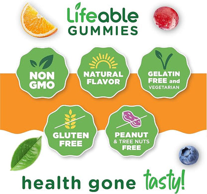 Lifeable Cranberry Gummies for Women | Great Tasting Cranberry Supplement | for Urinary Tract Health, Bladder & Kidney Support | Vegan and Non GMO Cranberries | 60 Count