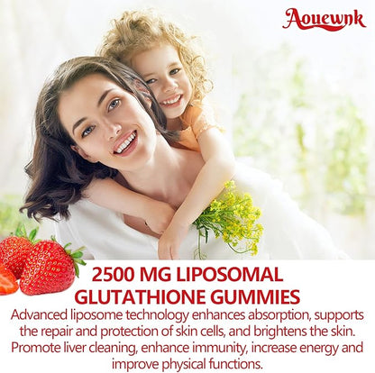 1 Pack 2500MG Liposomal Glutathione Gummies Supplement - Support Skin & Liver Function, 98% Bioavailability, with L-Glutathione & Milk Thistle to Support Antioxidant & Enhance Immunity