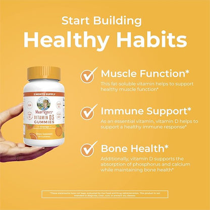 MARYRUTH'S Vitamin D3 Gummies | 2 Month Supply | Adults & Kids Vitamin D Gummy | Immune Support Supplement | VIT D3 1000IU for Bone Health&Muscle Function | Vegan | Non-GMO | Gluten Free | 60