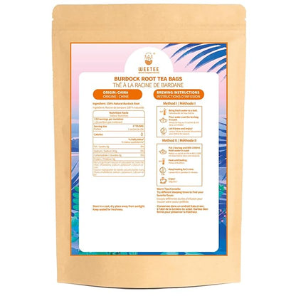 WT WEETEE Burdock Root Tea Bags, Made with 100% Pure Burdock Root, Rich in Antioxidants, Naturally Caffeine-free Herbal Tea, 100 Count