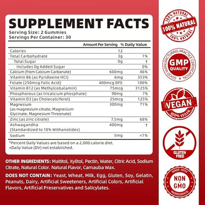 softbear Calcium Magnesium Zinc Gummies for Adult & Kids, Suagr-Free Calcium Magnesium Zinc D3 Supplement for Bone Strength & Immune Health, Raspberry Flavor 120 Count