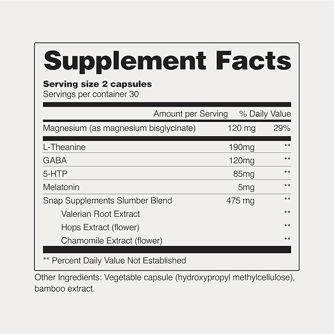 Snap Supplements Natural Sleep Aid with Melatonin & Valerian Root – Supports Relaxation, Restful Deep Sleep & Nighttime Recovery – 60 Capsules