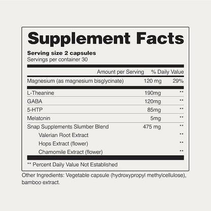 Snap Supplements Natural Sleep Aid with Melatonin & Valerian Root – Supports Relaxation, Restful Deep Sleep & Nighttime Recovery – 60 Capsules