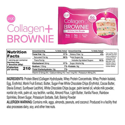 321glo Collagen Protein Brownie | Gluten Free, Low Sugar | Keto Snack for Women, Men, & Kids | 16g Protein, 6g Collagen | 12 Pack (12 Pack, Variety Pack)