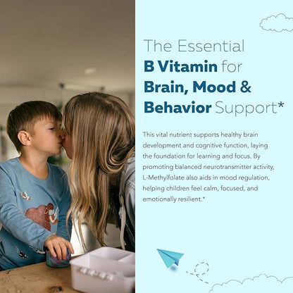 Organic Kids Methylfolate + Methyl B12 Cofactor - Flavorless, Sublingual Form - 5-MTHF Form, Superior Form of Folate - Adjustable Dosing for All Ages - Mood, Behavior, Cognition - 1 oz.