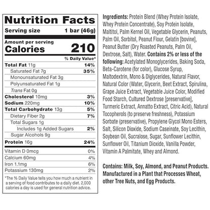 FITCRUNCH Snack Size Protein Bars, 6-Layer Baked Bar, 1g of Sugar, Gluten Free & Soft Cake Core (18 Bars, Peanut Butter and Jelly)