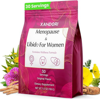 Menopause Supplements for Women, 10-in-1 Hormone Balance for Women, with Red Clover, Korean Ginseng, Shatavari - Menopause & Libisoothe Powder for Desire, Hot Flashes, Night Sweats & Mood - 5.3 Oz