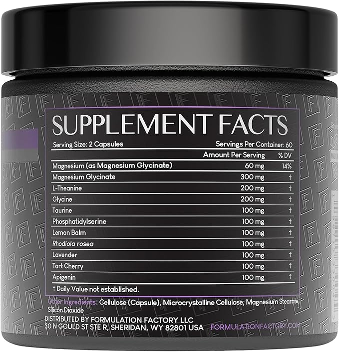 Formulation Factory 10-in1 Magnesium Glycinate Sleep Aid - The Night Before Recovery Complex with Melatonin & L-Theanine - Natural Relaxation Support (6 Month Supply, 360 Capsules)
