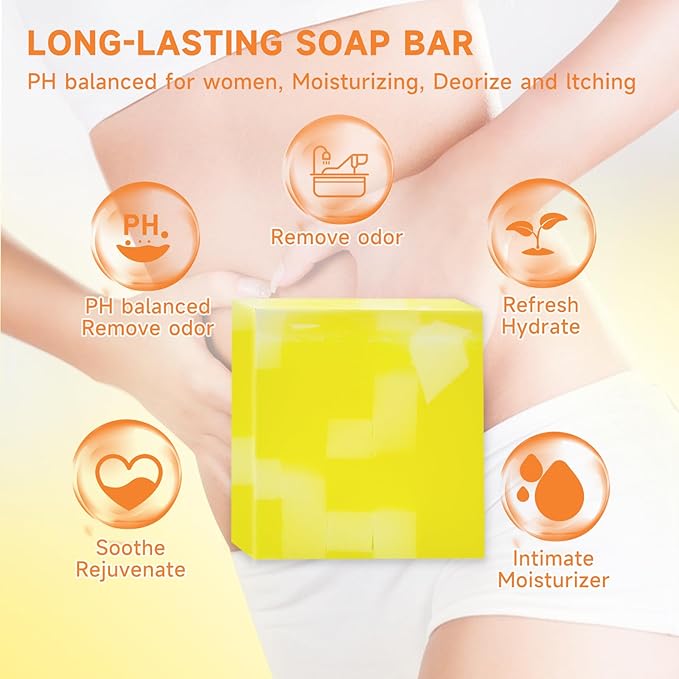 3 PCS Yoni Soap Bar, Organic Yoni Bar Soap Yoni Wash Feminine Wash for Women Ph Balance, Natural Deodorant Vaginal Body Bath Soap Body Wash Pineapple Handmade feminine soap