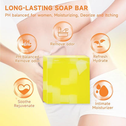 3 PCS Yoni Soap Bar, Organic Yoni Bar Soap Yoni Wash Feminine Wash for Women Ph Balance, Natural Deodorant Vaginal Body Bath Soap Body Wash Pineapple Handmade feminine soap