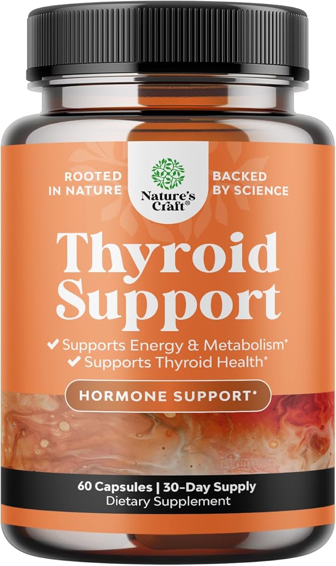 Herbal Thyroid Support Complex - Potent Kelp Iodine Supplement with L Tyrosine, Bladderwrack, Selenium & Pure Ashwagandha for Hormone Balance - Mood & Energy Dietary Pills - 60 Count