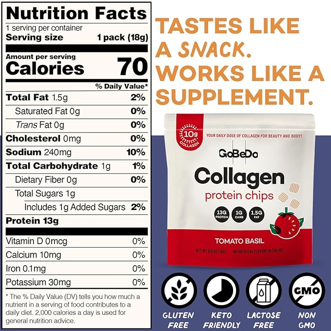 GoBeDo Collagen Protein Chips – First Collagen-Based Snack, 13g Protein, Low Carb, Keto Friendly, Healthy Chips & Crisps, Alternative to Collagen Powder, Gluten-Free, 10 Bags Variety Pack