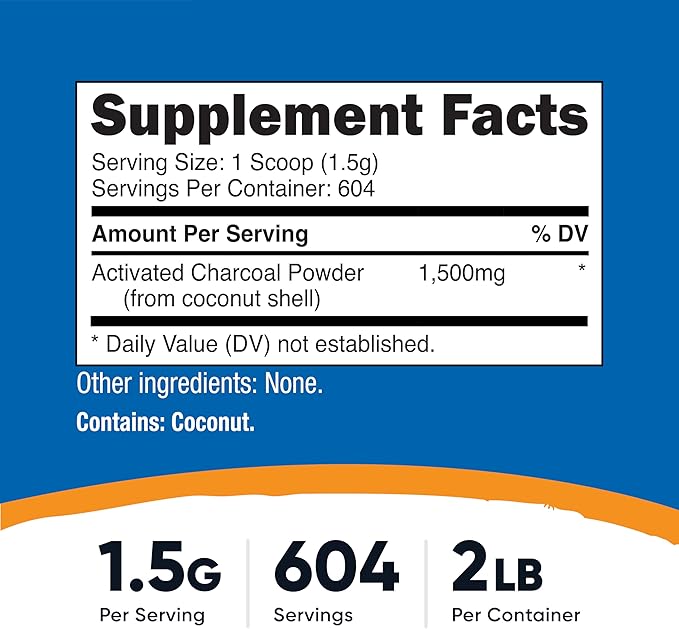 Nutricost Activated Charcoal Powder 2lbs - Food Grade Powder, Toothpaste, Facemask, Odor Control, Vegetarian, Gluten Free, Non-GMO