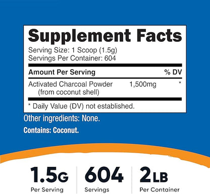 Nutricost Activated Charcoal Powder 2lbs - Food Grade Powder, Toothpaste, Facemask, Odor Control, Vegetarian, Gluten Free, Non-GMO
