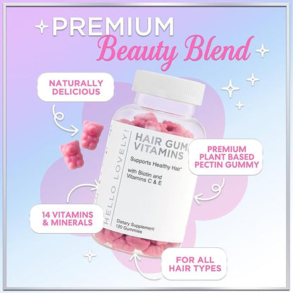 Hair Vitamins Gummies for Hair Growth - Best Multivitamin Supplement for Hair, Skin & Nails with 5000 mcg Biotin per Serving - Supports Thicker, Stronger Hair Women & Men - Berry Flavor - 120 Gummies
