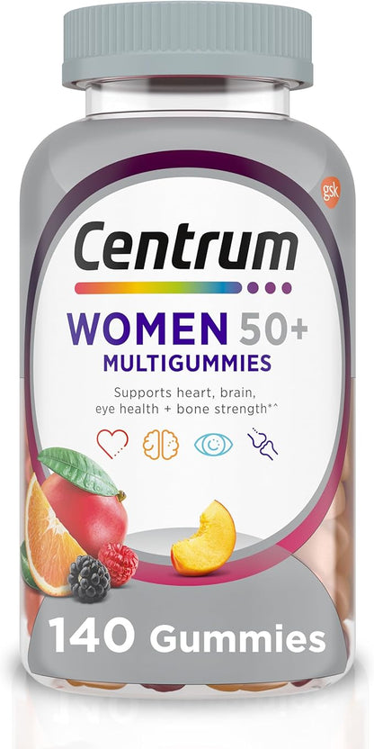 Centrum MultiGummies for Women 50 Plus, Multivitamin/Multimineral Supplement with Vitamins D3, E, B6, and B12, Assorted Fruit Flavor - 140 Count