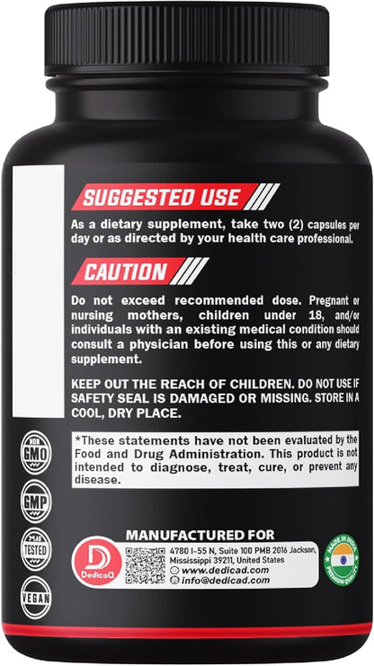 DEDICAD 1000mg Black Cohosh for Menopause Hot Flashes - 240 Capsules for 4-Month Supply - Support for Body Management, Women's Health & Immune System