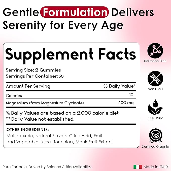 Magnesium Glycinate Gummies 400mg - Sleep Gummies for Kids & Adults - Magnesium Glycinate Chewable High Absorption for Muscle Recovery, Better Sleep & Relaxation (Gojiberry)