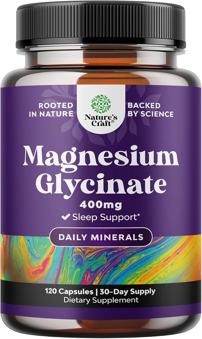 Pure Magnesium Glycinate Supplement 400mg Per Serving - Vegan High Absorption Chelated Magnesium Capsules for Women & Men with Elemental 400mg for Mood Sleep and Relaxation Support - 120 Count