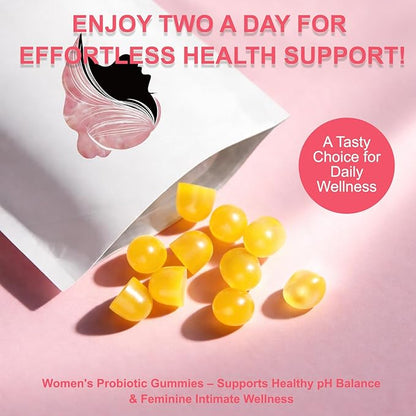 Premium Feminine Balance Gummies for Women, Natural Support for Feminine Wellness, Hawaiian Pineapple Flavor, Contains Probiotic Formula, Maintain Female pH Balance, 60 Gummies