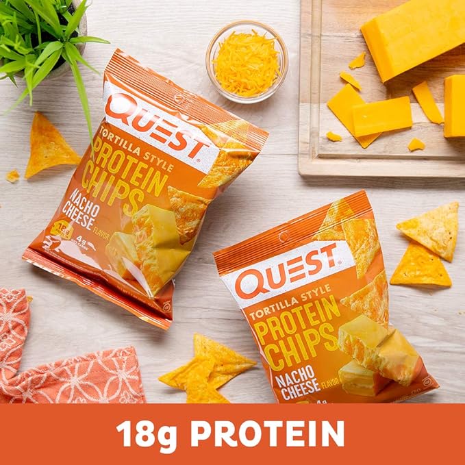 Quest Nutrition Protein Chips Variety Pack (BBQ, Cheddar & Sour Cream, Sour Cream & Onion) and Quest Nacho Cheese Tortilla Style Protein Chips
