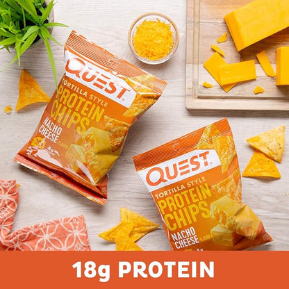 Quest Nutrition Protein Chips Variety Pack (BBQ, Cheddar & Sour Cream, Sour Cream & Onion) and Quest Nacho Cheese Tortilla Style Protein Chips