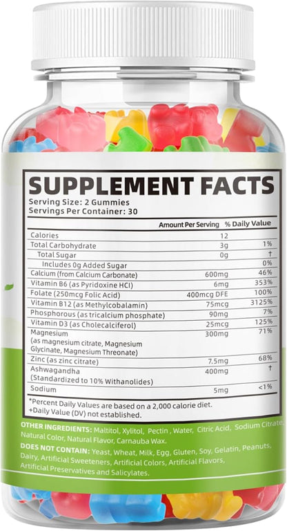softbear Calcium Magnesium Zinc Gummies for Adult & Kids, Suagr-Free Calcium Magnesium Zinc Vitamin D3 Supplement for Bone Strength & Immune Health, Mixed Fruit Flavor 120 Count