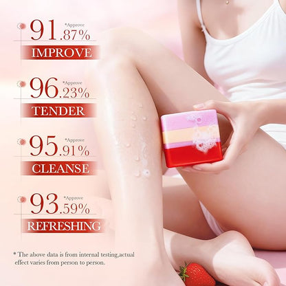 Feminine Cleansing Bar for Women, Yoni Bar, Ph-Balanced Formula, Remove Odor, Moisturize&Soften, Clean &Gentle Ingredients, Strawberry Scent, Velvety Texture for Daily Intimate Hygiene, Red