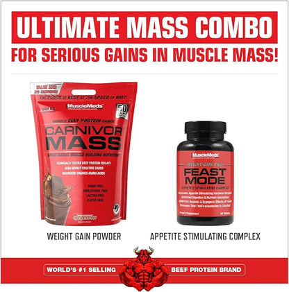 MuscleMeds Carnivor Mass Anabolic Beef Protein Gainer, Chocolate Fudge, 10.4 Pounds,Brown,003679