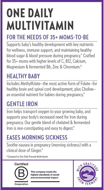 New Chapter Prenatal Vitamins, One Daily Prenatal Multivitamin Enhanced for Age 35+ with Methylfolate + Choline for Healthy Mom & Baby, Gluten Free & Non-GMO- 90 ct