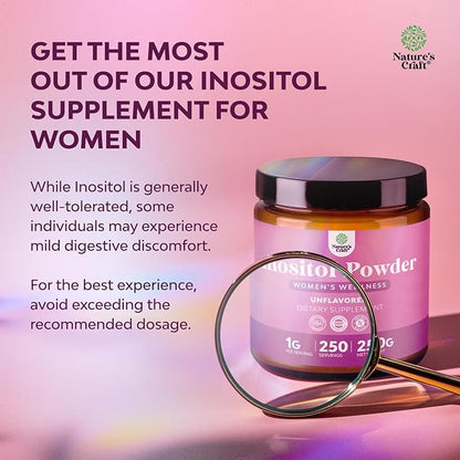 Premium Myo-Inositol & D-Chiro Inositol Powder - Fertility Support Supplement with Myo Inositol - Restore Hormone Balance & Clarity - Provides Ovarian Support - Inositol Supplement for Women - 250g