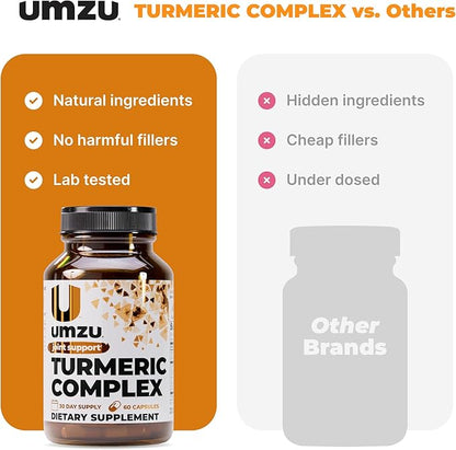 UMZU Turmeric Curcumin Supplement, (30 Day Supply) – Bromelain Boswellia & BioPerine Black Pepper Blend – Turmeric Supplement for Joint Support & Immune Support Daily Wellness Support System
