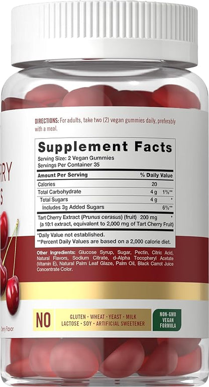 Carlyle Tart Cherry Gummies | 70 Count | Fruit Extract Supplement | Vegan, Non-GMO, and Gluten Free Formula