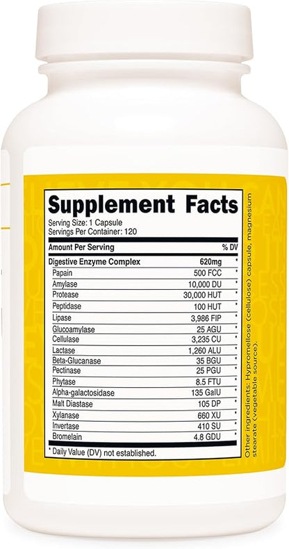 TransformHQ Digestive Enzymes Supplement (120 Capsules) - 16 Enzymes, Support Healthy Digestion