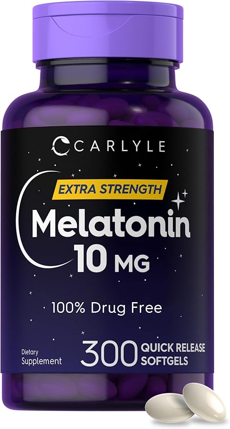 Carlyle Melatonin 10mg | 300 Softgels | Extra Strength Support for Adults | Non-GMO, Gluten Free Supplement