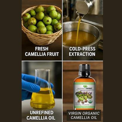 Pure Carrier and Essential Oils for Skin Care, Hair, Body Moisturizer for Face-Anti Aging Skin Care (Camellia Oil Organic, 4oz)