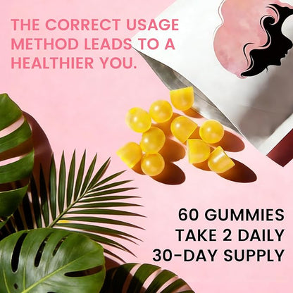 Feminine Balance Gummies for Women, Premium Hawaiian Pineapple Gummies with Vitamin C – Supports Women pH Balance, Healthy Odor, Flora, Immune & Vaginal Health – Vegan, Gluten-Free, 60 Count