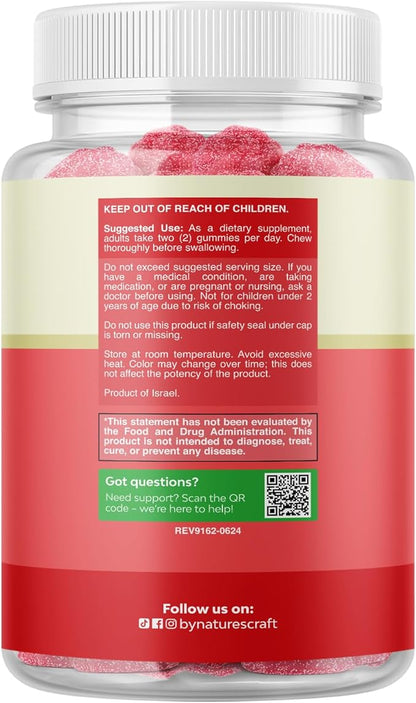 High Potency Potassium Gummies for Adults - Powerful Potassium Supplement Gummies for Optimal Health - Delicious Strawberry-Flavored - Vegan - 120 Count