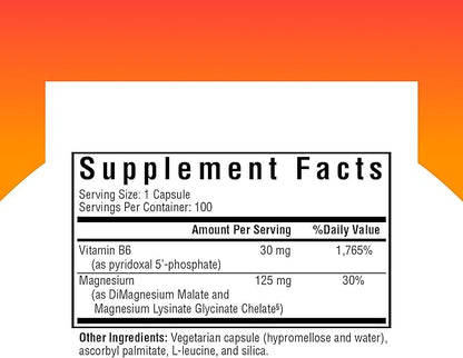 Seeking Health Magnesium Plus - Formula with Vitamin B6 - Magnesium Malate & Glycinate Supplement to Support Bone Health, Sleep & Feelings of Calm - 100 Capsules
