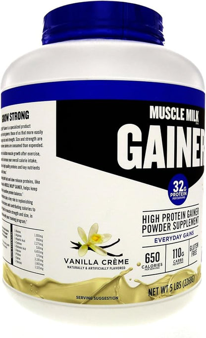 Muscle Milk Gainer Protein Powder, Vanilla Creme, 32g Protein, 5 Pound