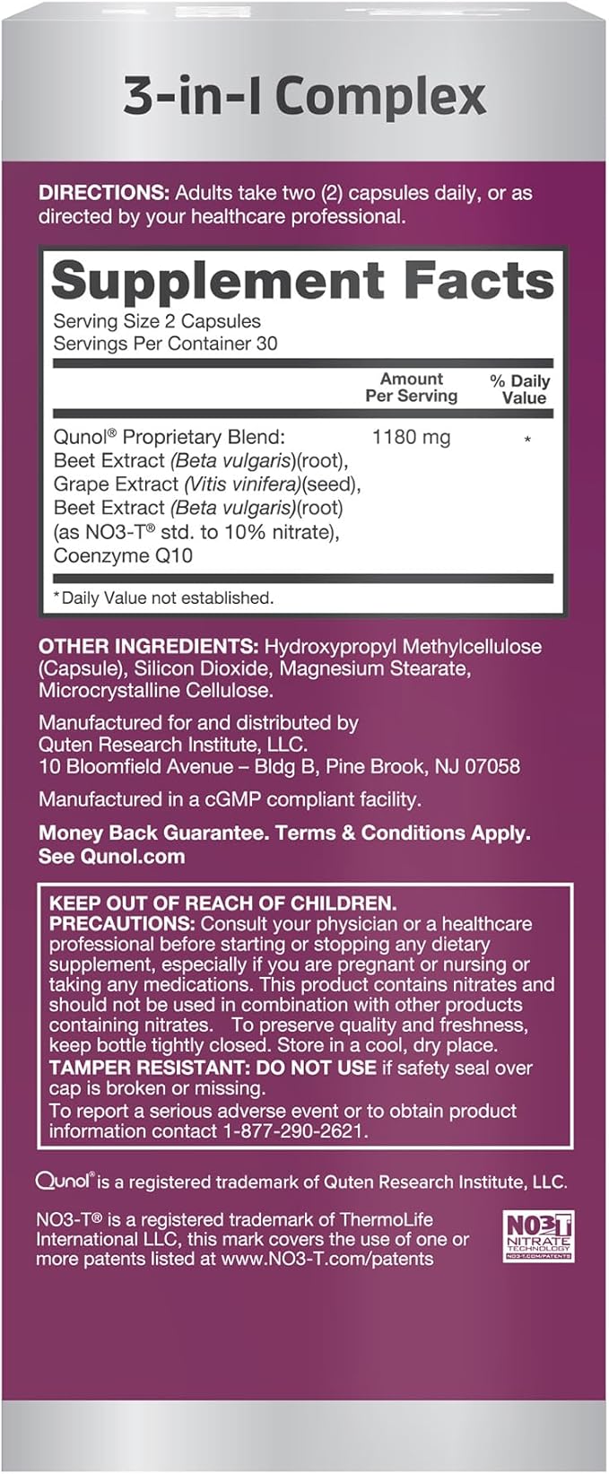 Qunol Blood Pressure Support, 3 in 1 Beets + CoQ10 + Grape Seed Extract, Beet Root Capsules That Supports Healthy Blood Circulation & Heart Healthy Energy, 60 Count (Pack of 4)