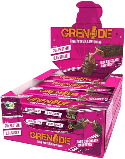 Grenade High Protein Bar - Dark Chocolate Raspberry, 12 x 60 g